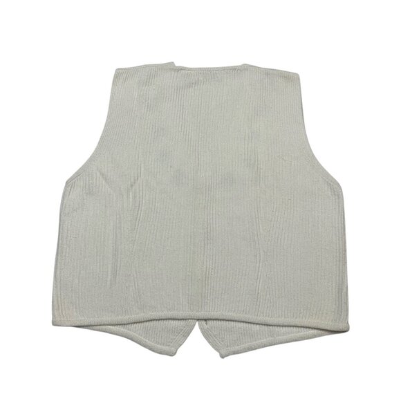 Vintage Leon Levin Sweater Vest Women M White Golf Theme Embroidered Button Down - Picture 2 of 9